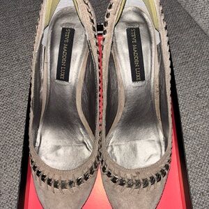 Steve Madden Gray Heels with Elegant Whipstitch Design